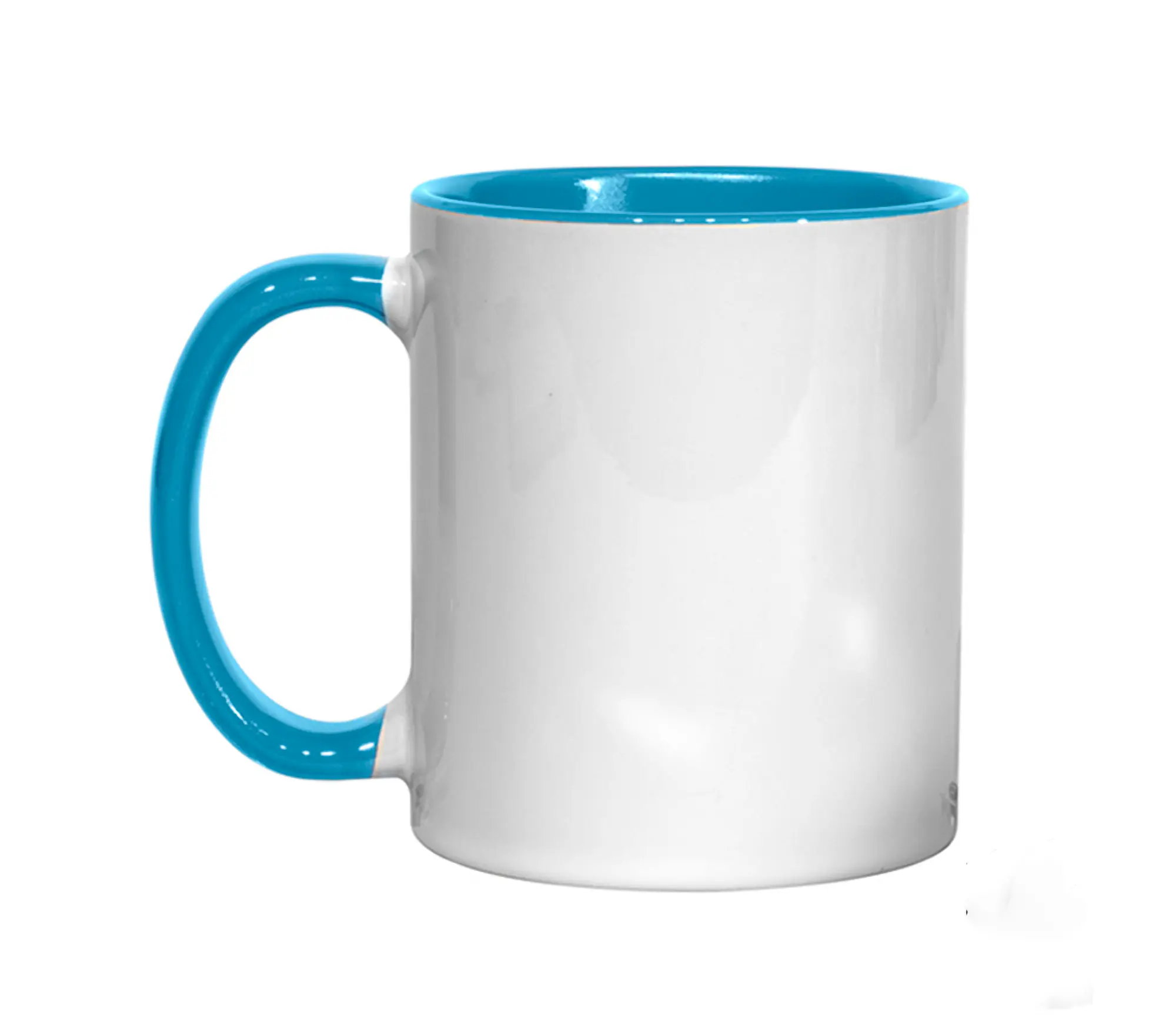 11oz Light Blue Coloured Handle and Inner Ceramic Mug